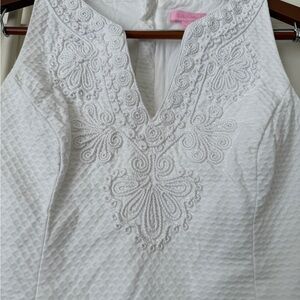 White Sleeveless Dress LILY PULITZER with Embroidery